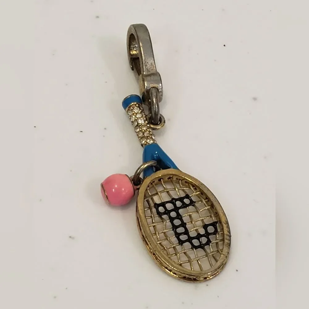 Gold and Blue Tennis Racket Charm